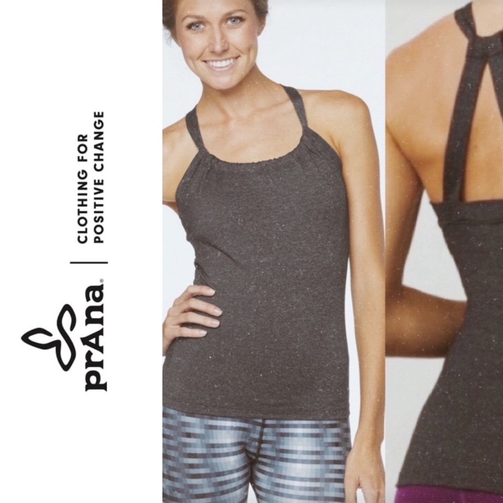 Prana Quinn Chakara Strappy Yoga Top- Charcoal